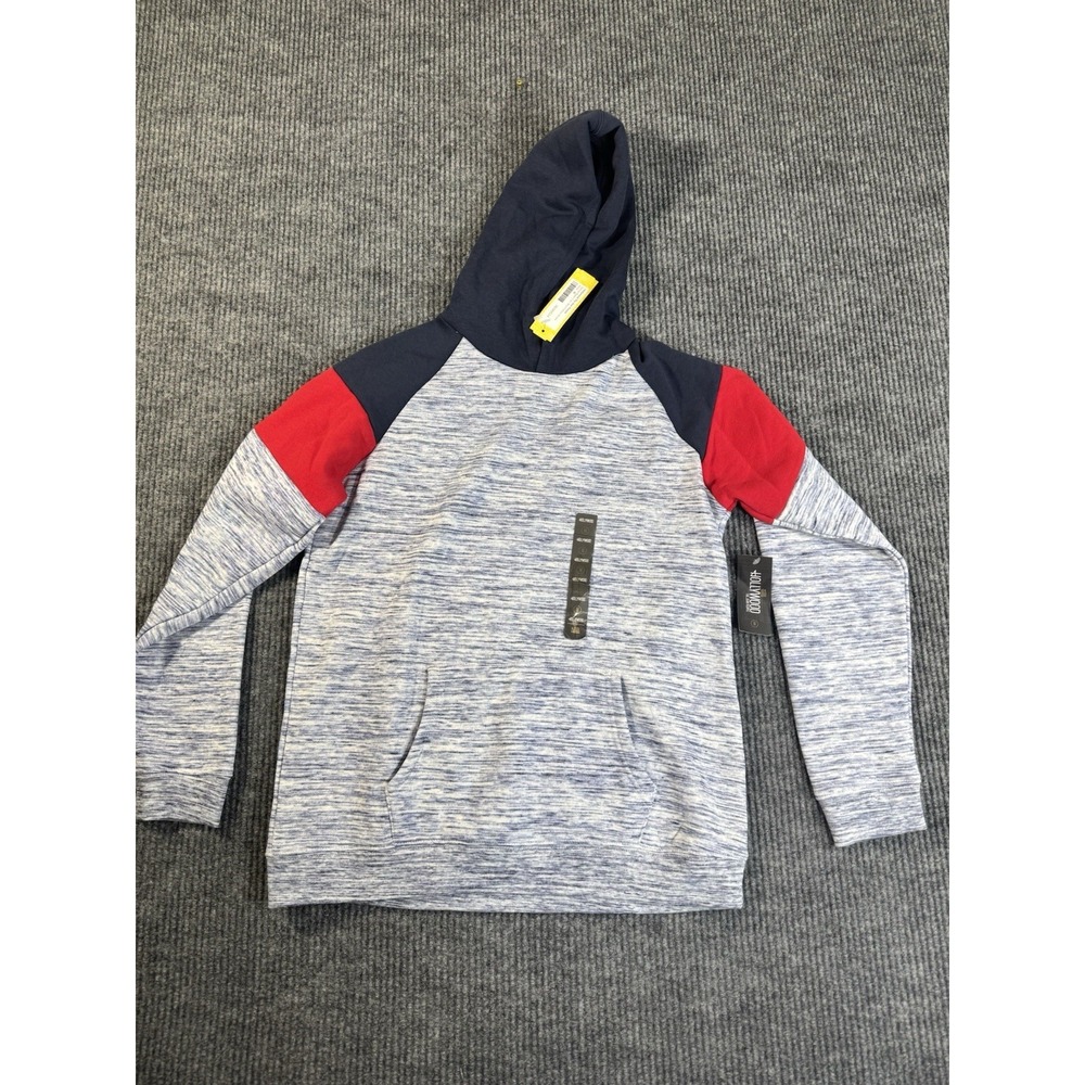 Hollywood The‎ Jean People Boys Gray Navy Red Colorblock Pullover Hoodie Size 18